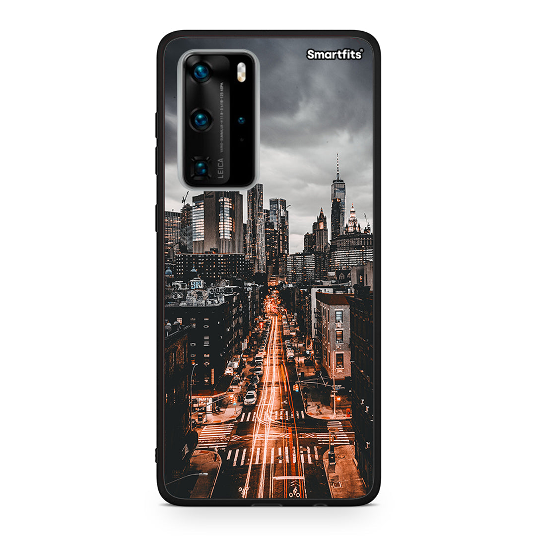Huawei P40 Pro City Lights θήκη από τη Smartfits με σχέδιο στο πίσω μέρος και μαύρο περίβλημα | Smartphone case with colorful back and black bezels by Smartfits