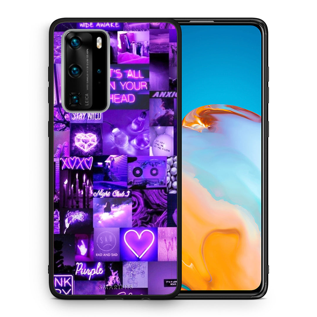 Θήκη Αγίου Βαλεντίνου Huawei P40 Pro Collage Stay Wild από τη Smartfits με σχέδιο στο πίσω μέρος και μαύρο περίβλημα | Huawei P40 Pro Collage Stay Wild case with colorful back and black bezels