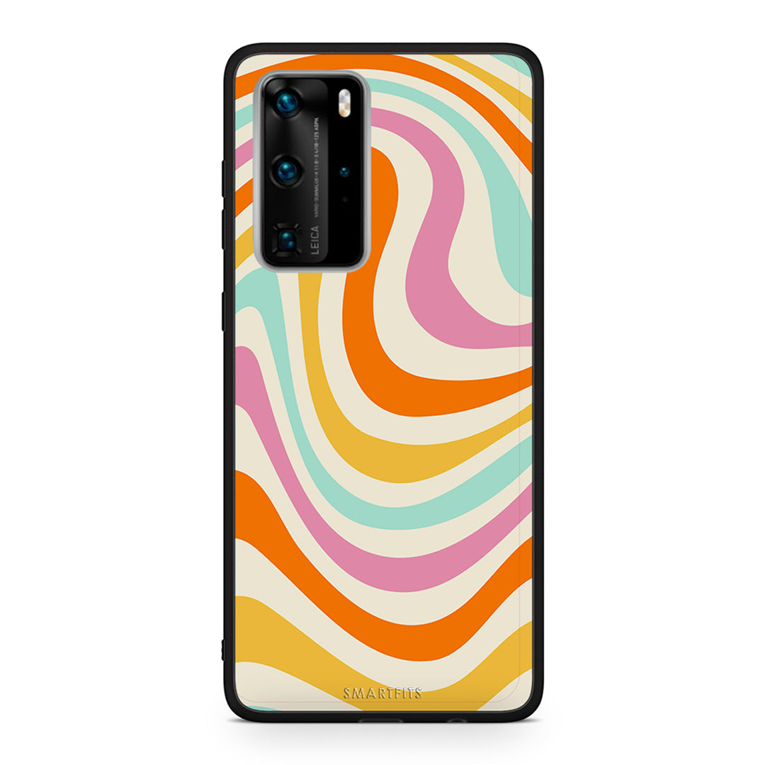 Huawei P40 Pro Colourful Waves θήκη από τη Smartfits με σχέδιο στο πίσω μέρος και μαύρο περίβλημα | Smartphone case with colorful back and black bezels by Smartfits