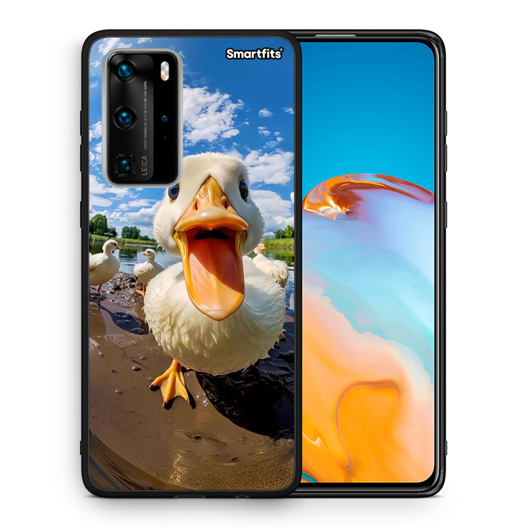 Θήκη Huawei P40 Pro Duck Face από τη Smartfits με σχέδιο στο πίσω μέρος και μαύρο περίβλημα | Huawei P40 Pro Duck Face case with colorful back and black bezels