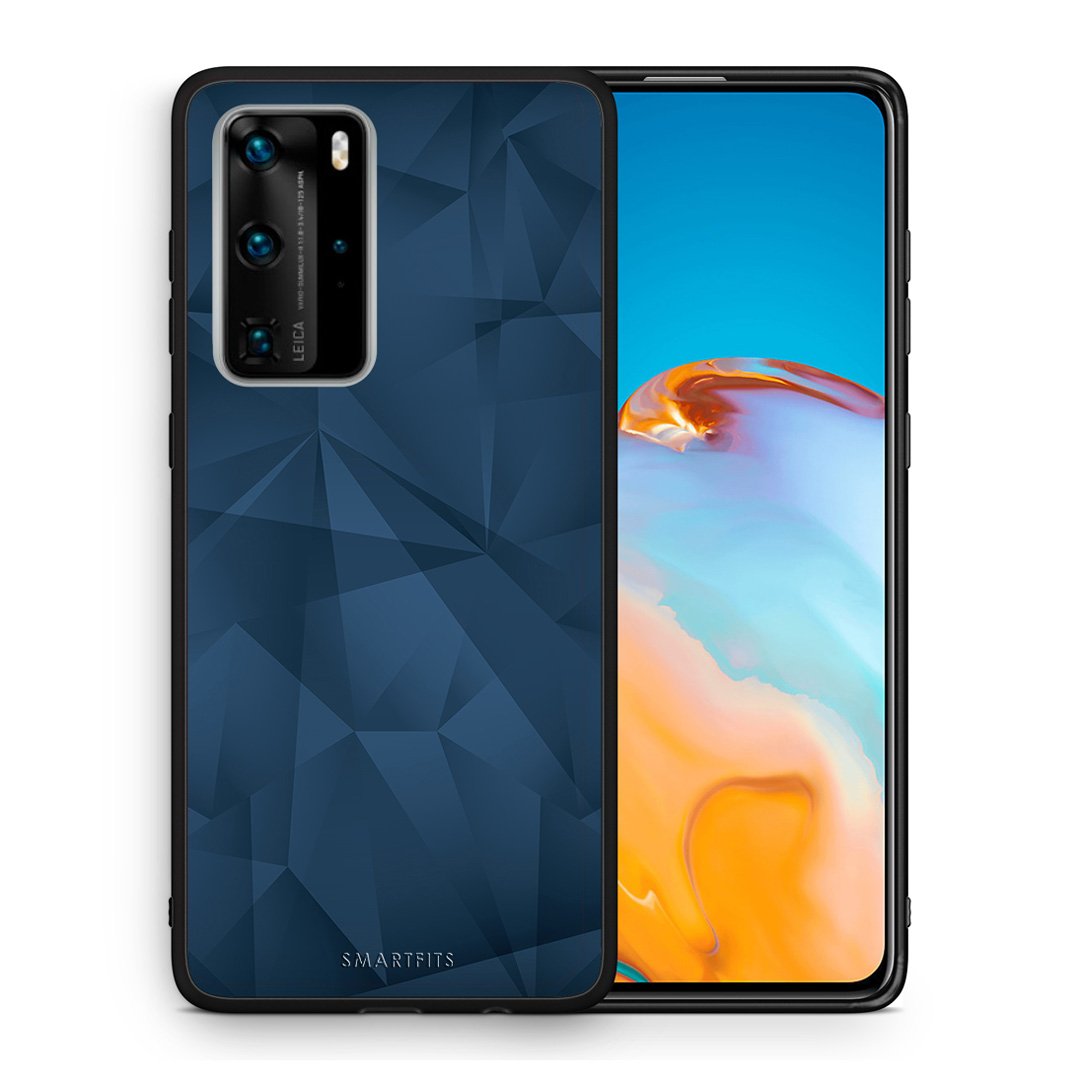 Θήκη Huawei P40 Pro Blue Abstract Geometric από τη Smartfits με σχέδιο στο πίσω μέρος και μαύρο περίβλημα | Huawei P40 Pro Blue Abstract Geometric case with colorful back and black bezels