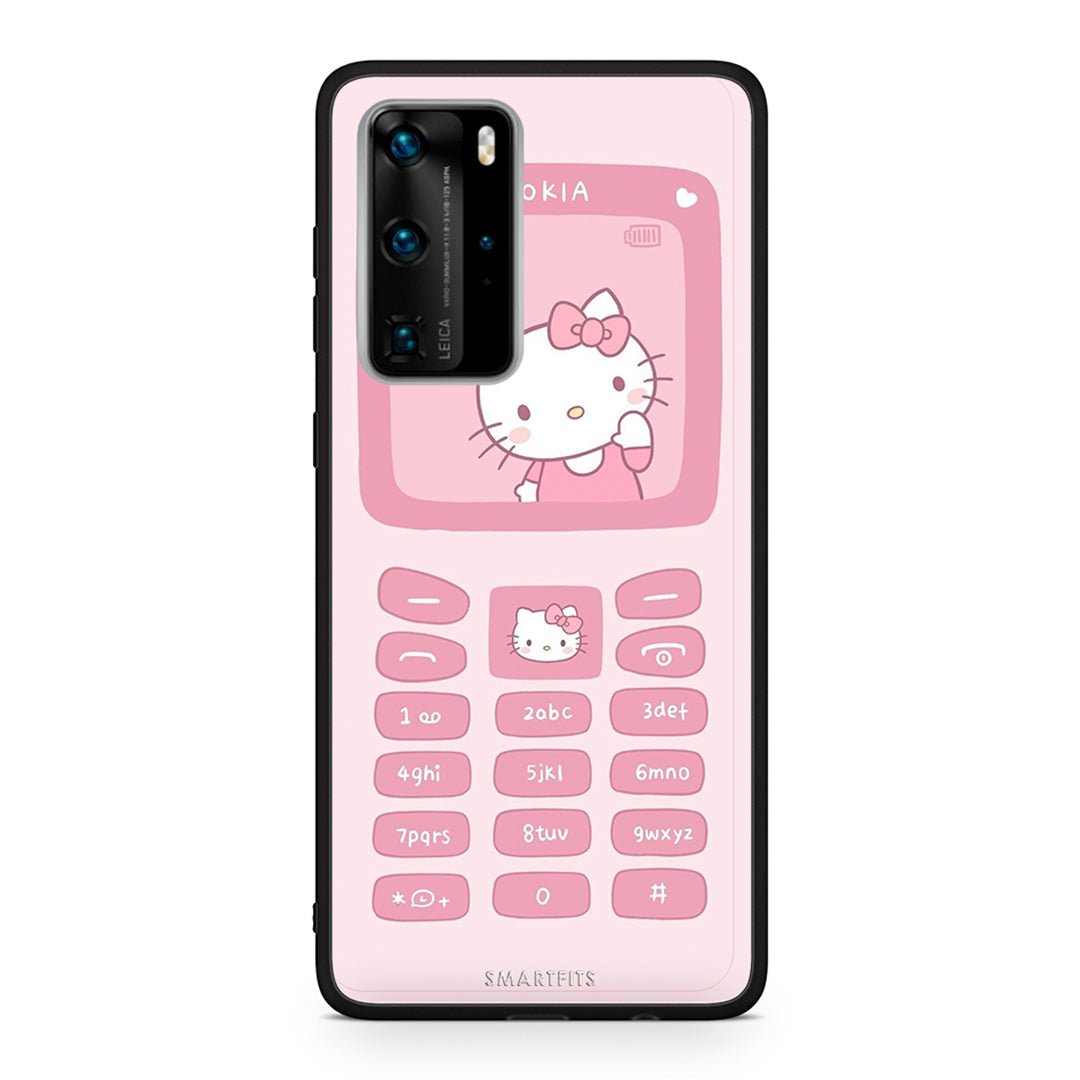 Huawei P40 Pro Hello Kitten Θήκη Αγίου Βαλεντίνου από τη Smartfits με σχέδιο στο πίσω μέρος και μαύρο περίβλημα | Smartphone case with colorful back and black bezels by Smartfits