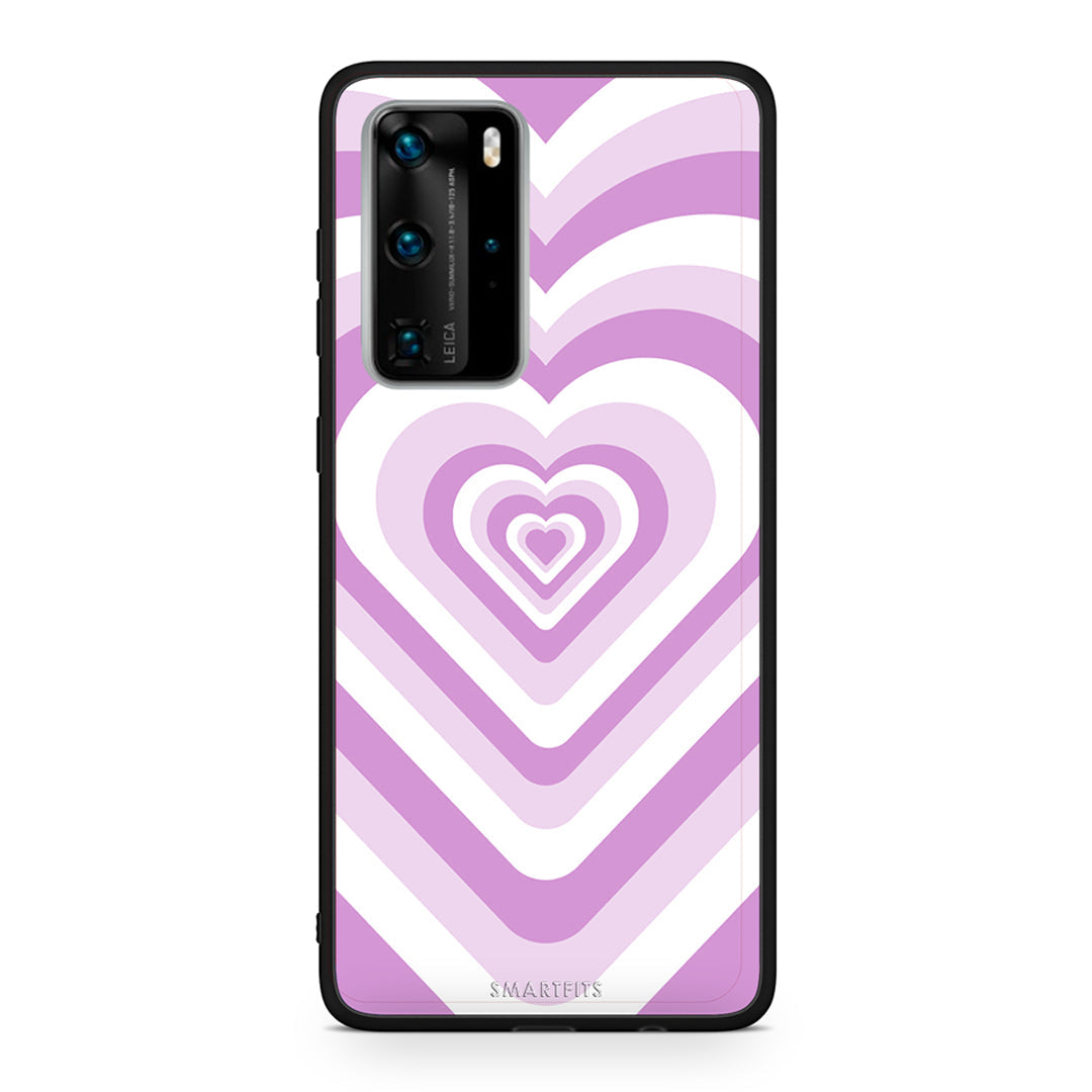 Huawei P40 Pro Lilac Hearts θήκη από τη Smartfits με σχέδιο στο πίσω μέρος και μαύρο περίβλημα | Smartphone case with colorful back and black bezels by Smartfits