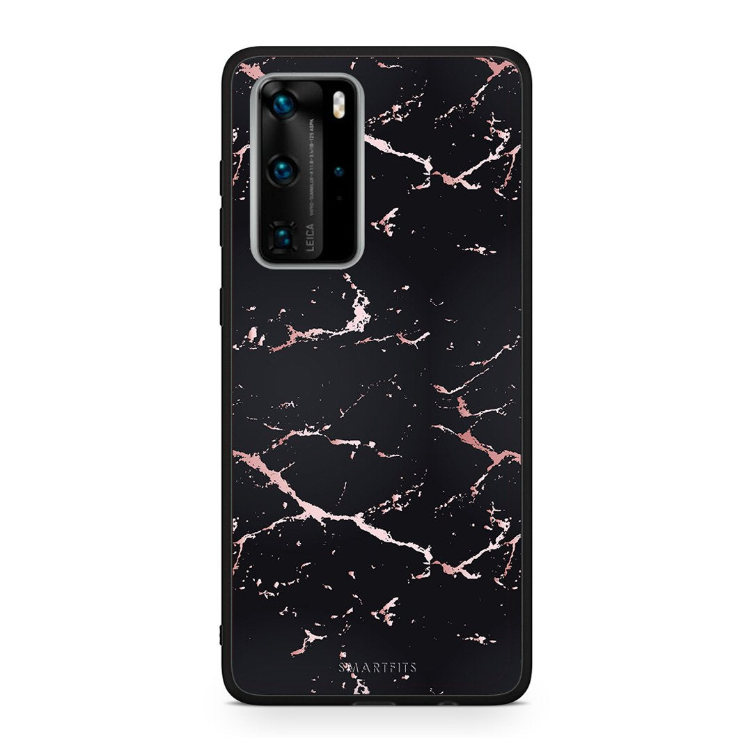 4 - Huawei P40 Pro  Black Rosegold Marble case, cover, bumper