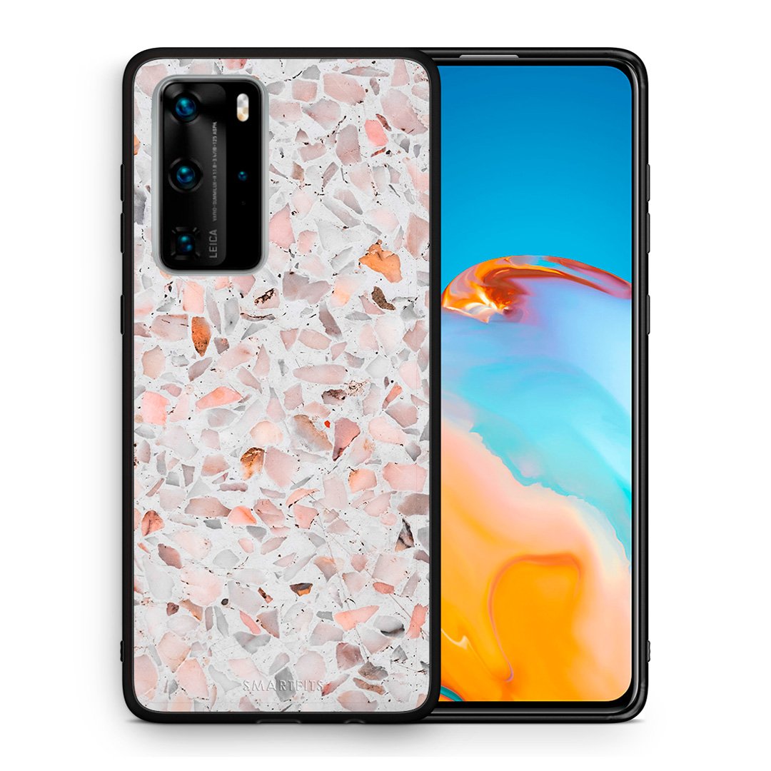 Θήκη Huawei P40 Pro Marble Terrazzo από τη Smartfits με σχέδιο στο πίσω μέρος και μαύρο περίβλημα | Huawei P40 Pro Marble Terrazzo case with colorful back and black bezels