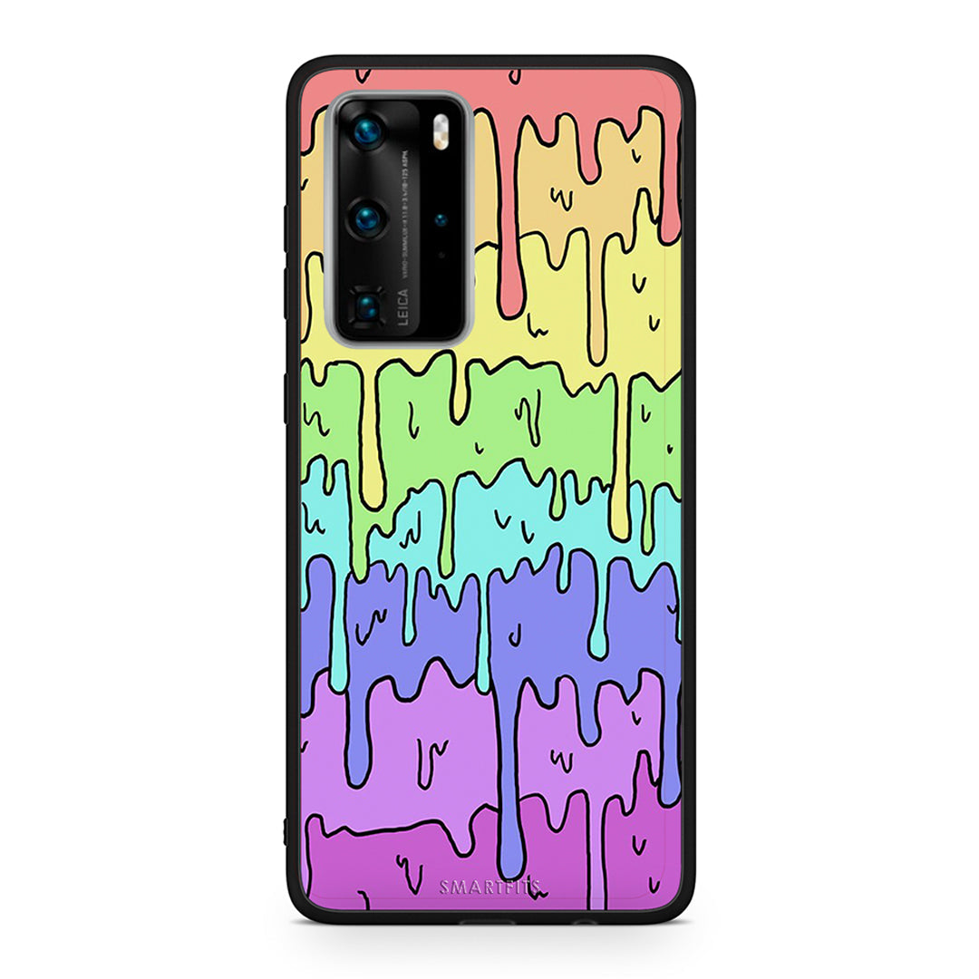 Huawei P40 Pro Melting Rainbow θήκη από τη Smartfits με σχέδιο στο πίσω μέρος και μαύρο περίβλημα | Smartphone case with colorful back and black bezels by Smartfits