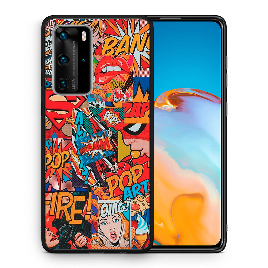 Θήκη Huawei P40 Pro PopArt OMG από τη Smartfits με σχέδιο στο πίσω μέρος και μαύρο περίβλημα | Huawei P40 Pro PopArt OMG case with colorful back and black bezels