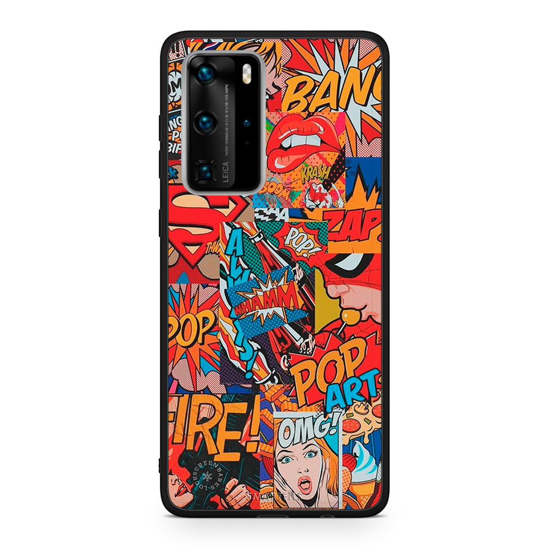 Huawei P40 Pro PopArt OMG θήκη από τη Smartfits με σχέδιο στο πίσω μέρος και μαύρο περίβλημα | Smartphone case with colorful back and black bezels by Smartfits