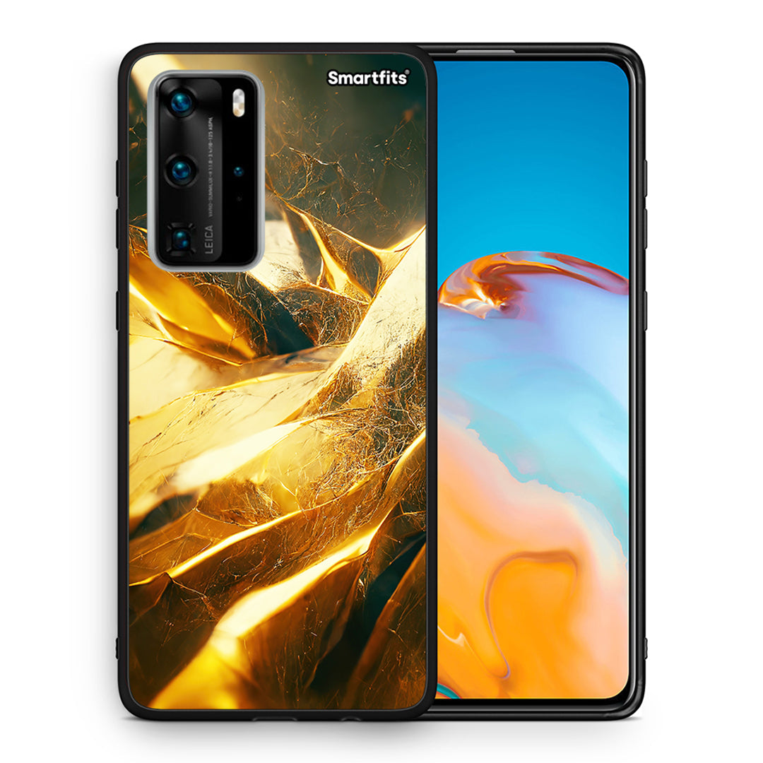 Θήκη Huawei P40 Pro Real Gold από τη Smartfits με σχέδιο στο πίσω μέρος και μαύρο περίβλημα | Huawei P40 Pro Real Gold case with colorful back and black bezels