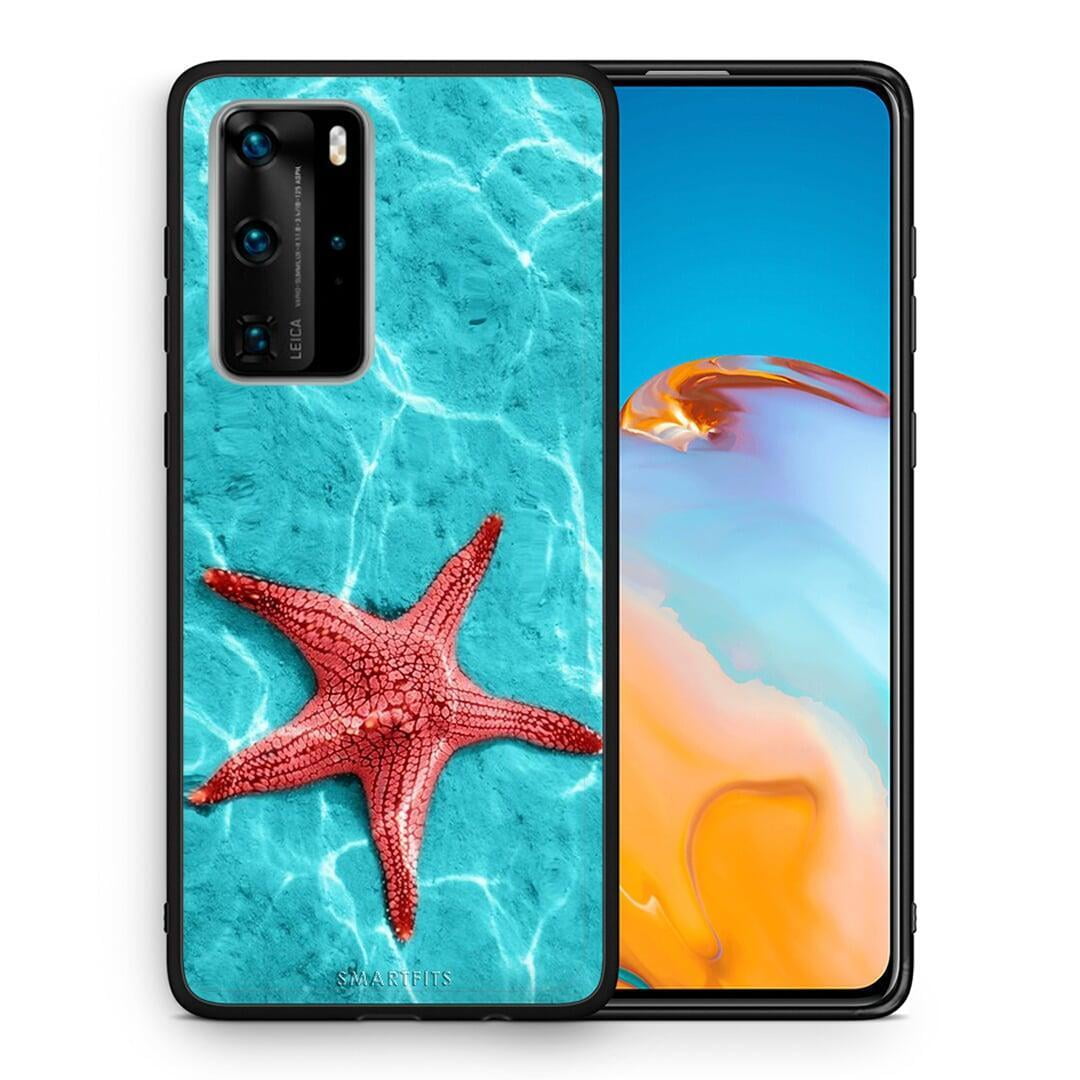 Θήκη Huawei P40 Pro Red Starfish από τη Smartfits με σχέδιο στο πίσω μέρος και μαύρο περίβλημα | Huawei P40 Pro Red Starfish case with colorful back and black bezels