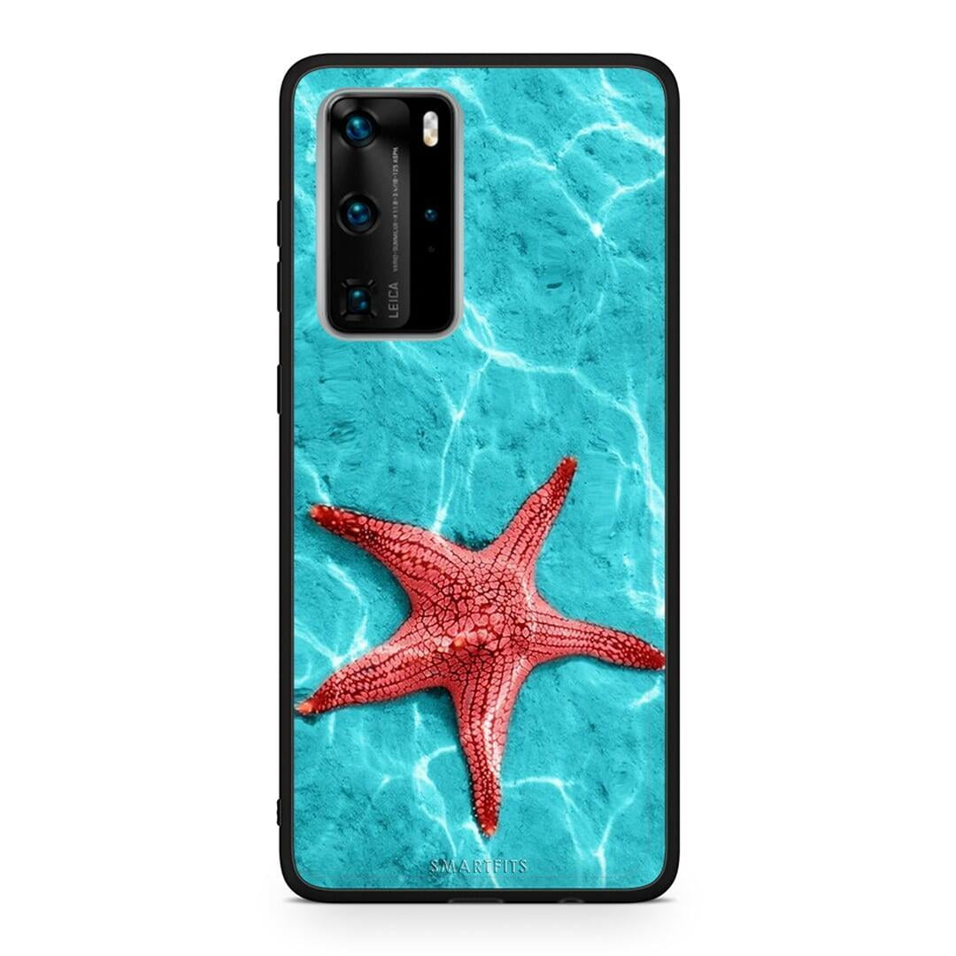 Huawei P40 Pro Red Starfish Θήκη από τη Smartfits με σχέδιο στο πίσω μέρος και μαύρο περίβλημα | Smartphone case with colorful back and black bezels by Smartfits