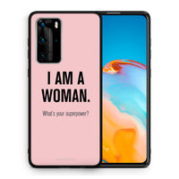 Thumbnail for Θήκη Huawei P40 Pro Superpower Woman από τη Smartfits με σχέδιο στο πίσω μέρος και μαύρο περίβλημα | Huawei P40 Pro Superpower Woman case with colorful back and black bezels