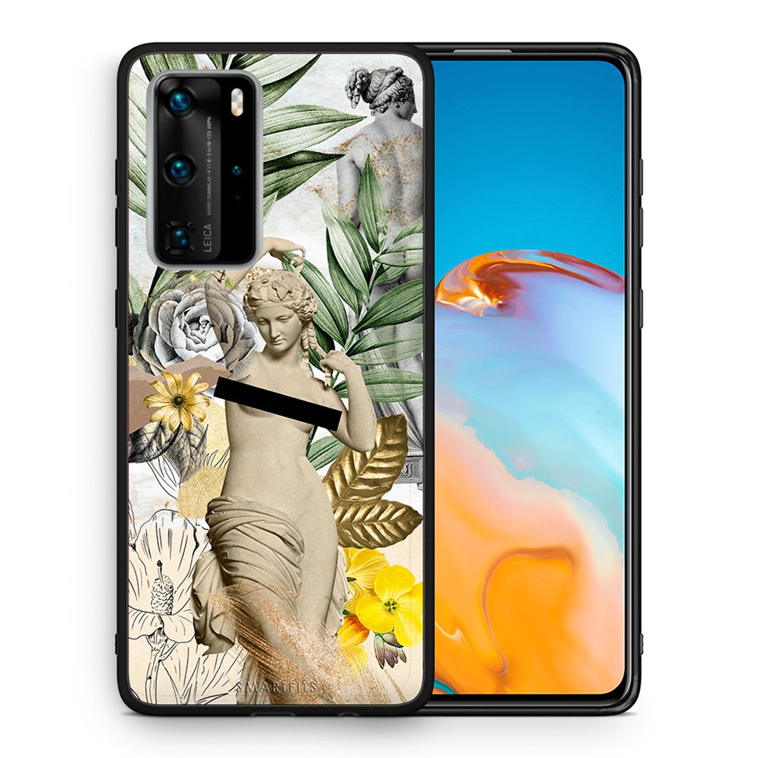 Θήκη Huawei P40 Pro Woman Statue από τη Smartfits με σχέδιο στο πίσω μέρος και μαύρο περίβλημα | Huawei P40 Pro Woman Statue case with colorful back and black bezels