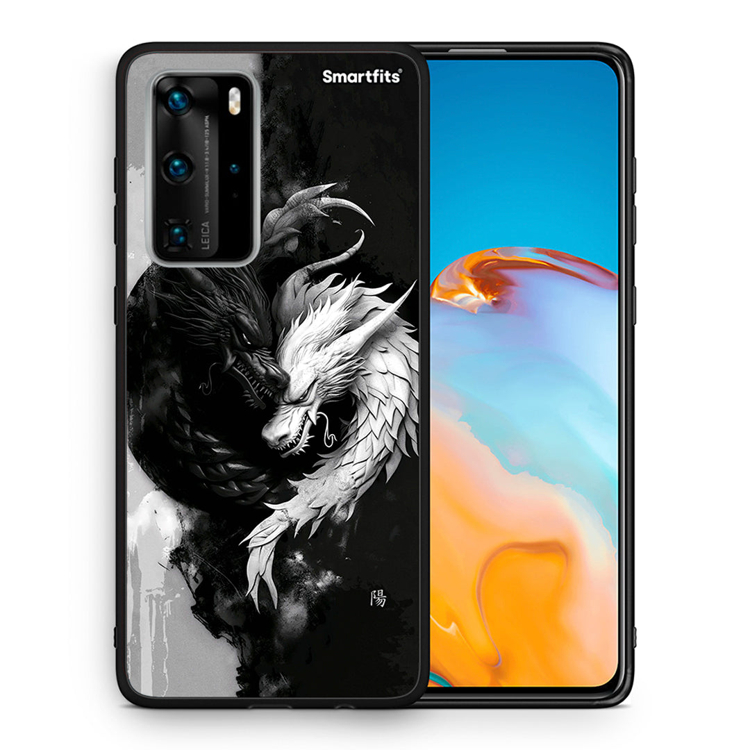 Θήκη Huawei P40 Pro Yin Yang από τη Smartfits με σχέδιο στο πίσω μέρος και μαύρο περίβλημα | Huawei P40 Pro Yin Yang case with colorful back and black bezels