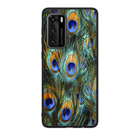 Thumbnail for Huawei P40 Real Peacock Feathers θήκη από τη Smartfits με σχέδιο στο πίσω μέρος και μαύρο περίβλημα | Smartphone case with colorful back and black bezels by Smartfits