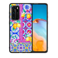 Thumbnail for Θήκη Huawei P40 Retro Spring από τη Smartfits με σχέδιο στο πίσω μέρος και μαύρο περίβλημα | Huawei P40 Retro Spring case with colorful back and black bezels