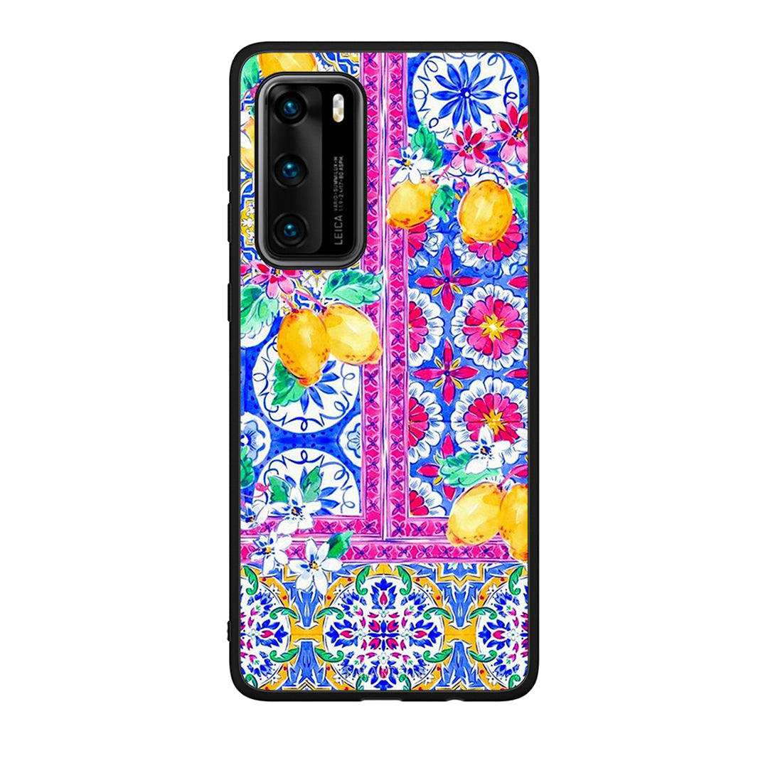 Huawei P40 Retro Spring θήκη από τη Smartfits με σχέδιο στο πίσω μέρος και μαύρο περίβλημα | Smartphone case with colorful back and black bezels by Smartfits