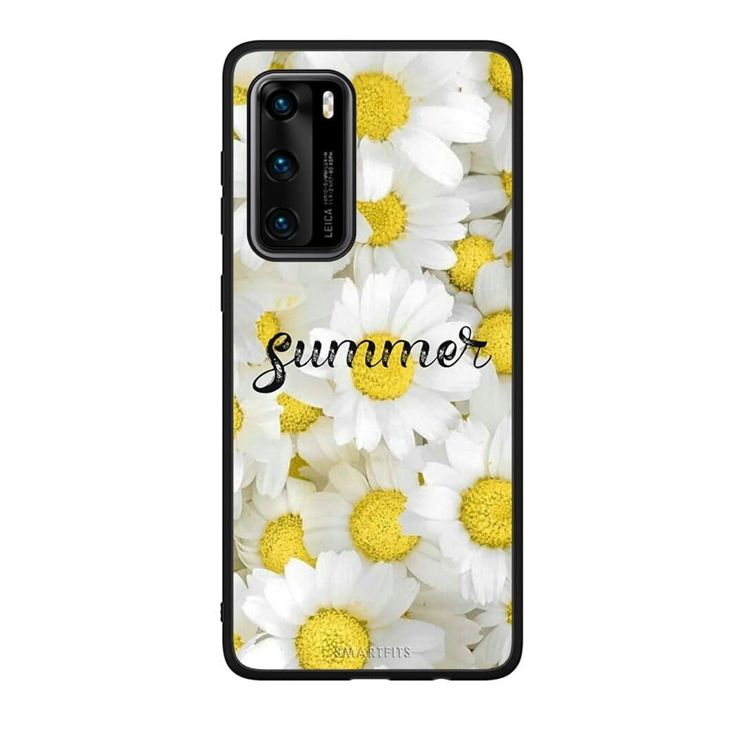 Huawei P40 Summer Daisies Θήκη από τη Smartfits με σχέδιο στο πίσω μέρος και μαύρο περίβλημα | Smartphone case with colorful back and black bezels by Smartfits