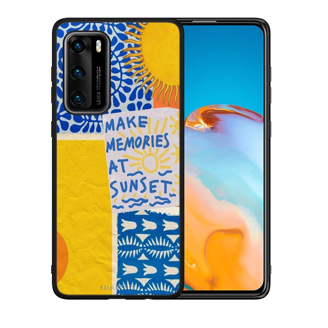 Θήκη Huawei P40 Sunset Memories από τη Smartfits με σχέδιο στο πίσω μέρος και μαύρο περίβλημα | Huawei P40 Sunset Memories case with colorful back and black bezels