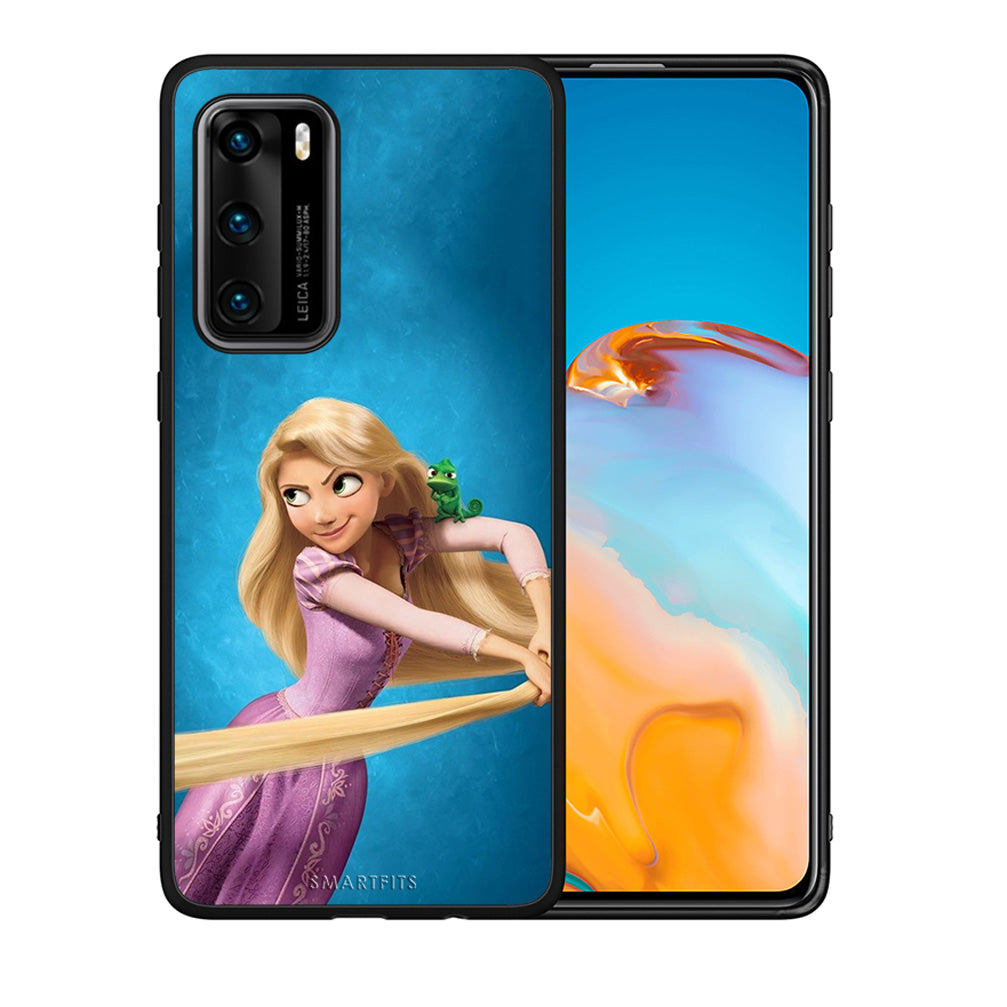 Θήκη Αγίου Βαλεντίνου Huawei P40 Tangled 2 από τη Smartfits με σχέδιο στο πίσω μέρος και μαύρο περίβλημα | Huawei P40 Tangled 2 case with colorful back and black bezels