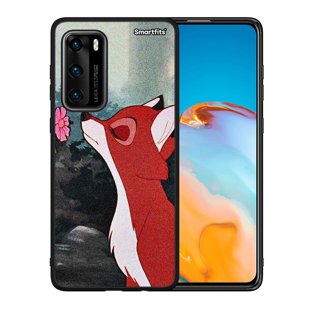 Θήκη Huawei P40 Tod And Vixey Love 2 από τη Smartfits με σχέδιο στο πίσω μέρος και μαύρο περίβλημα | Huawei P40 Tod And Vixey Love 2 case with colorful back and black bezels