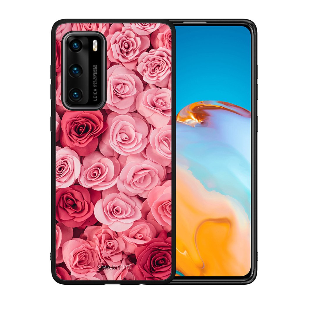Θήκη Huawei P40 RoseGarden Valentine από τη Smartfits με σχέδιο στο πίσω μέρος και μαύρο περίβλημα | Huawei P40 RoseGarden Valentine case with colorful back and black bezels
