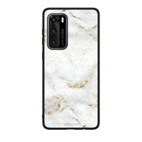 Thumbnail for Huawei P40 White Gold Marble θήκη από τη Smartfits με σχέδιο στο πίσω μέρος και μαύρο περίβλημα | Smartphone case with colorful back and black bezels by Smartfits
