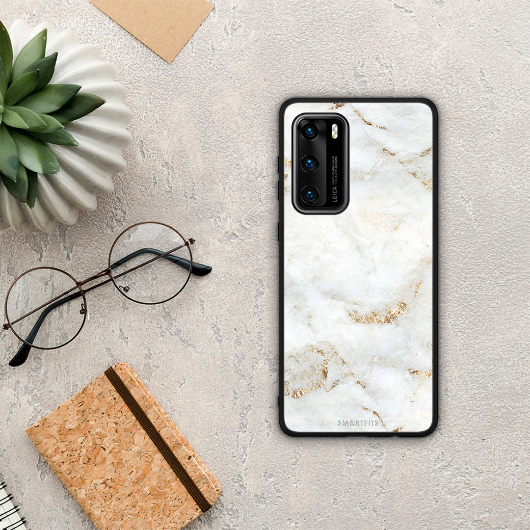 White Gold Marble - Huawei P40 case
