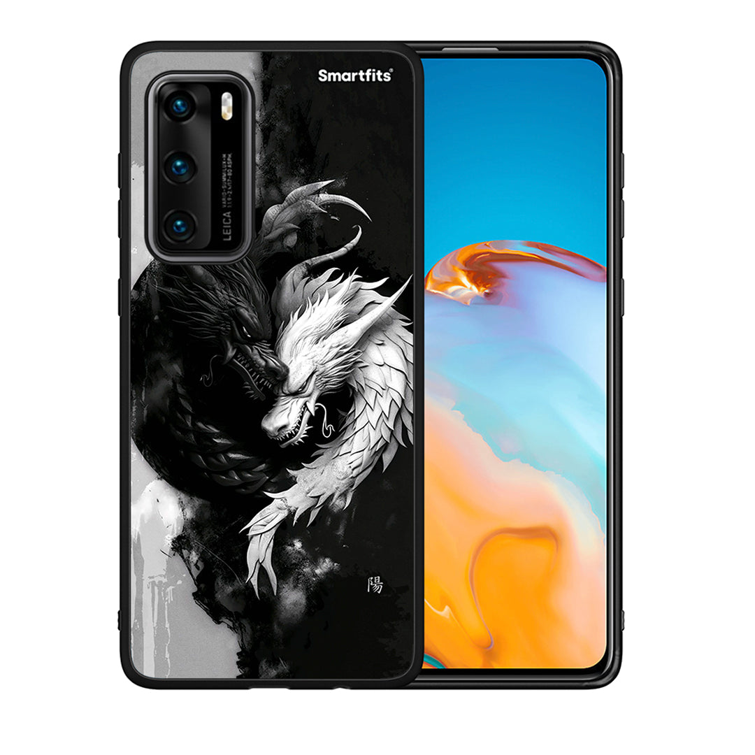 Θήκη Huawei P40 Yin Yang από τη Smartfits με σχέδιο στο πίσω μέρος και μαύρο περίβλημα | Huawei P40 Yin Yang case with colorful back and black bezels