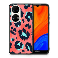 Thumbnail for Θήκη Huawei P50 Pink Leopard Animal από τη Smartfits με σχέδιο στο πίσω μέρος και μαύρο περίβλημα | Huawei P50 Pink Leopard Animal case with colorful back and black bezels