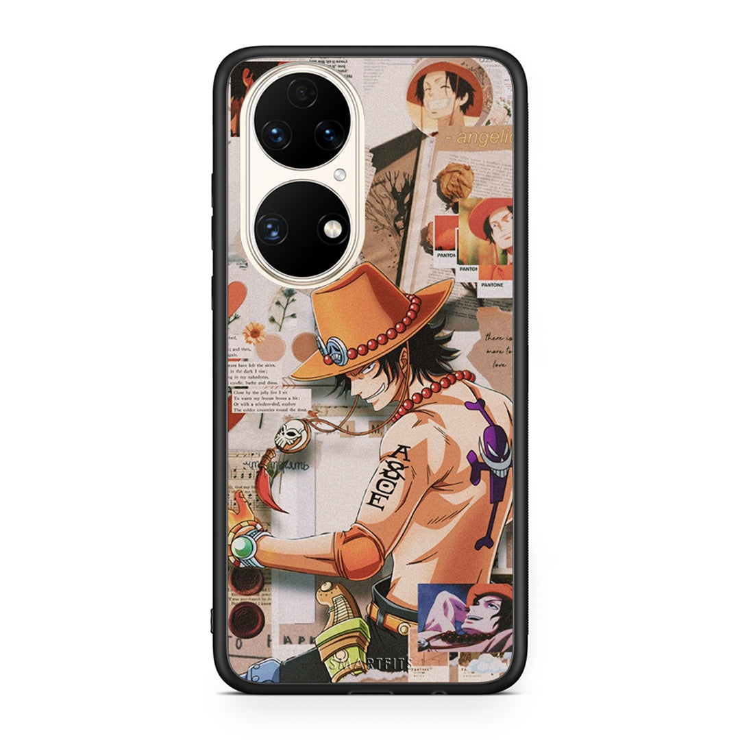 Huawei P50 Anime Collage θήκη από τη Smartfits με σχέδιο στο πίσω μέρος και μαύρο περίβλημα | Smartphone case with colorful back and black bezels by Smartfits