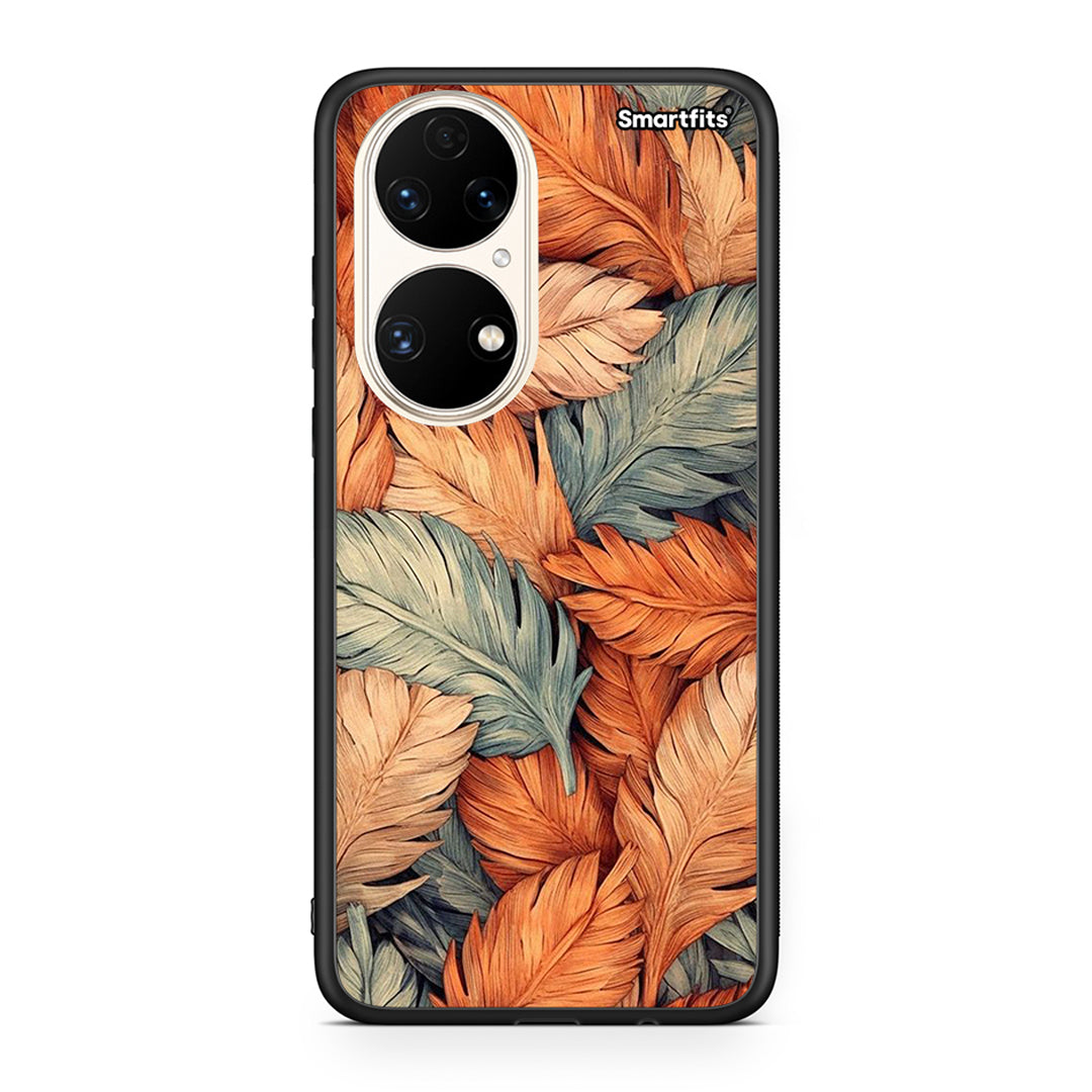 Huawei P50 Autumn Leaves Θήκη από τη Smartfits με σχέδιο στο πίσω μέρος και μαύρο περίβλημα | Smartphone case with colorful back and black bezels by Smartfits