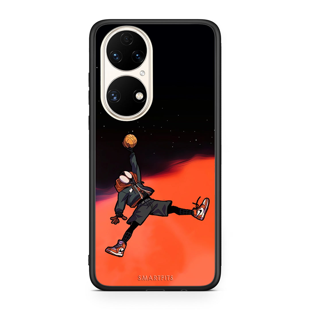 Huawei P50 Basketball Hero θήκη από τη Smartfits με σχέδιο στο πίσω μέρος και μαύρο περίβλημα | Smartphone case with colorful back and black bezels by Smartfits