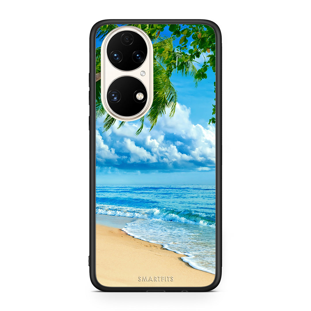 Huawei P50 Beautiful Beach θήκη από τη Smartfits με σχέδιο στο πίσω μέρος και μαύρο περίβλημα | Smartphone case with colorful back and black bezels by Smartfits