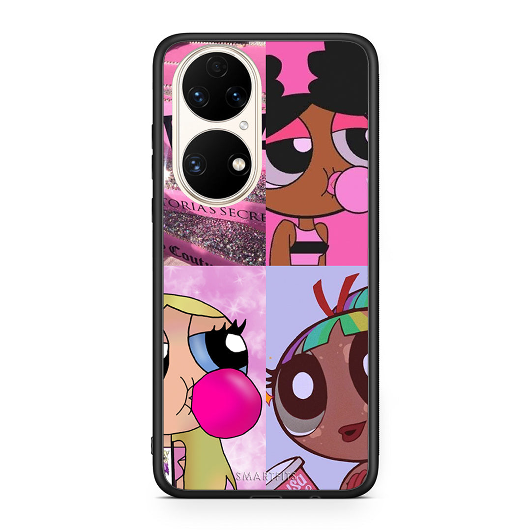 Huawei P50 Bubble Girls Θήκη Αγίου Βαλεντίνου από τη Smartfits με σχέδιο στο πίσω μέρος και μαύρο περίβλημα | Smartphone case with colorful back and black bezels by Smartfits