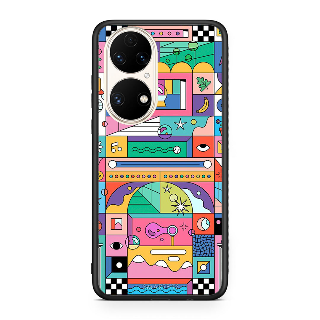 Huawei P50 Bubbles Soap θήκη από τη Smartfits με σχέδιο στο πίσω μέρος και μαύρο περίβλημα | Smartphone case with colorful back and black bezels by Smartfits