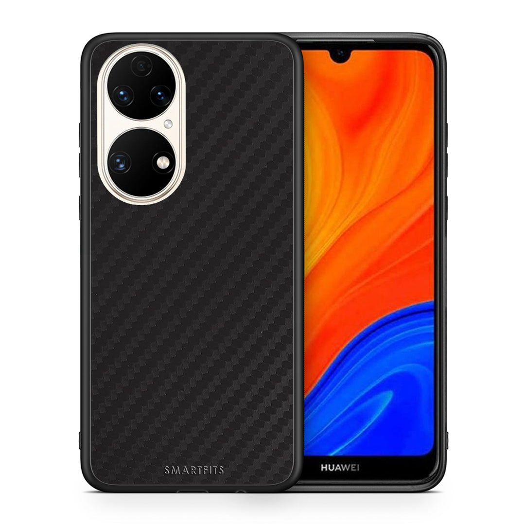 Θήκη Huawei P50 Carbon Black από τη Smartfits με σχέδιο στο πίσω μέρος και μαύρο περίβλημα | Huawei P50 Carbon Black case with colorful back and black bezels