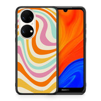 Thumbnail for Θήκη Huawei P50 Colourful Waves από τη Smartfits με σχέδιο στο πίσω μέρος και μαύρο περίβλημα | Huawei P50 Colourful Waves case with colorful back and black bezels