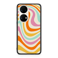 Thumbnail for Huawei P50 Colourful Waves θήκη από τη Smartfits με σχέδιο στο πίσω μέρος και μαύρο περίβλημα | Smartphone case with colorful back and black bezels by Smartfits