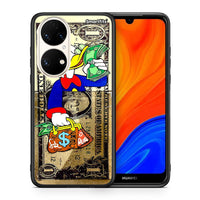Thumbnail for Θήκη Huawei P50 Duck Money από τη Smartfits με σχέδιο στο πίσω μέρος και μαύρο περίβλημα | Huawei P50 Duck Money case with colorful back and black bezels