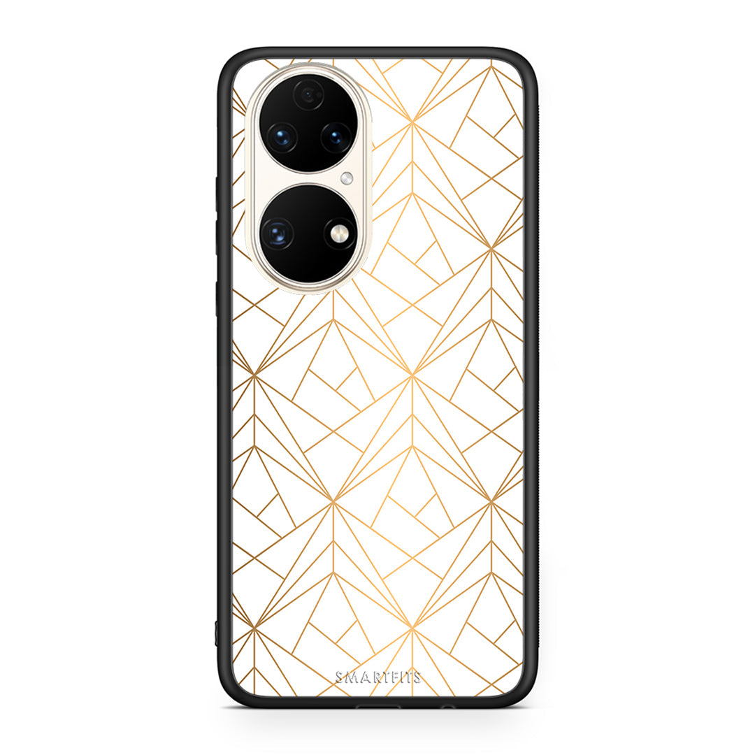 111 - Huawei P50 Luxury White Geometric case, cover, bumper