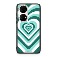 Thumbnail for Huawei P50 Green Hearts θήκη από τη Smartfits με σχέδιο στο πίσω μέρος και μαύρο περίβλημα | Smartphone case with colorful back and black bezels by Smartfits