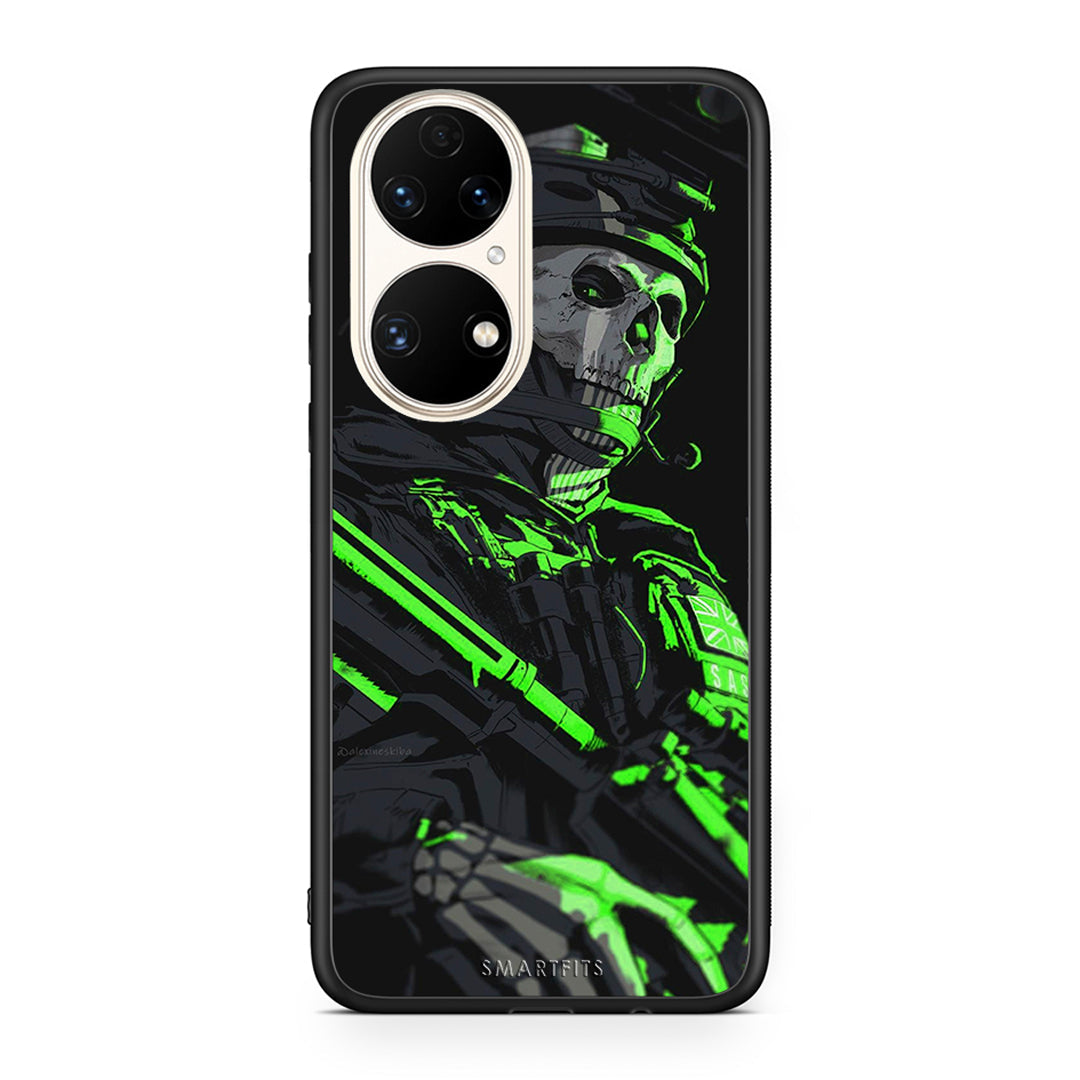 Huawei P50 Green Soldier Θήκη Αγίου Βαλεντίνου από τη Smartfits με σχέδιο στο πίσω μέρος και μαύρο περίβλημα | Smartphone case with colorful back and black bezels by Smartfits