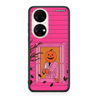 Thumbnail for Huawei P50 Halloween Pumpkin Lady Θήκη από τη Smartfits με σχέδιο στο πίσω μέρος και μαύρο περίβλημα | Smartphone case with colorful back and black bezels by Smartfits