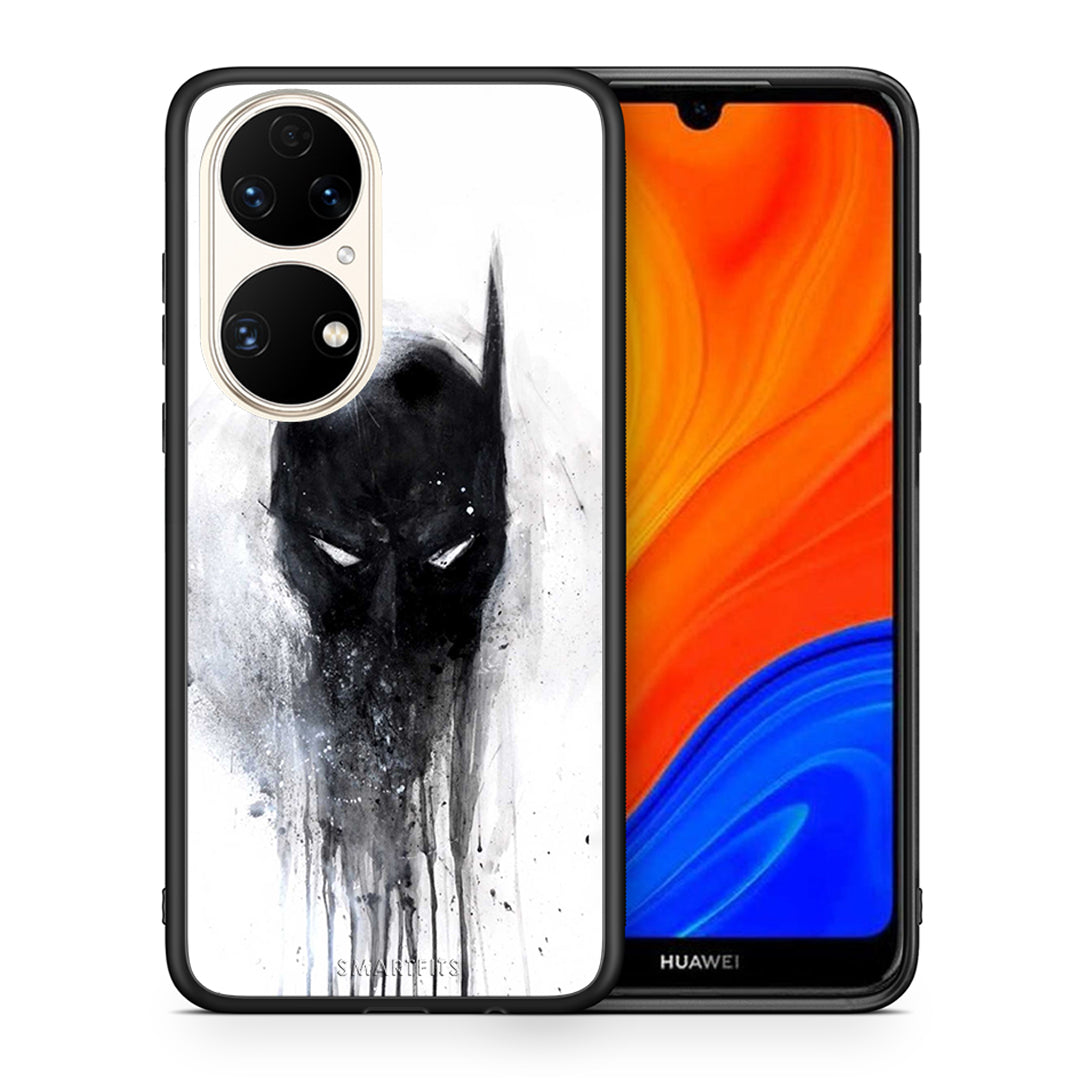 Θήκη Huawei P50 Paint Bat Hero από τη Smartfits με σχέδιο στο πίσω μέρος και μαύρο περίβλημα | Huawei P50 Paint Bat Hero case with colorful back and black bezels