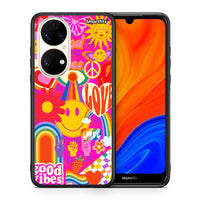 Thumbnail for Θήκη Huawei P50 Hippie Love από τη Smartfits με σχέδιο στο πίσω μέρος και μαύρο περίβλημα | Huawei P50 Hippie Love case with colorful back and black bezels