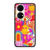 Thumbnail for Huawei P50 Hippie Love θήκη από τη Smartfits με σχέδιο στο πίσω μέρος και μαύρο περίβλημα | Smartphone case with colorful back and black bezels by Smartfits