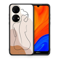 Thumbnail for Θήκη Huawei P50 LineArt Woman από τη Smartfits με σχέδιο στο πίσω μέρος και μαύρο περίβλημα | Huawei P50 LineArt Woman case with colorful back and black bezels