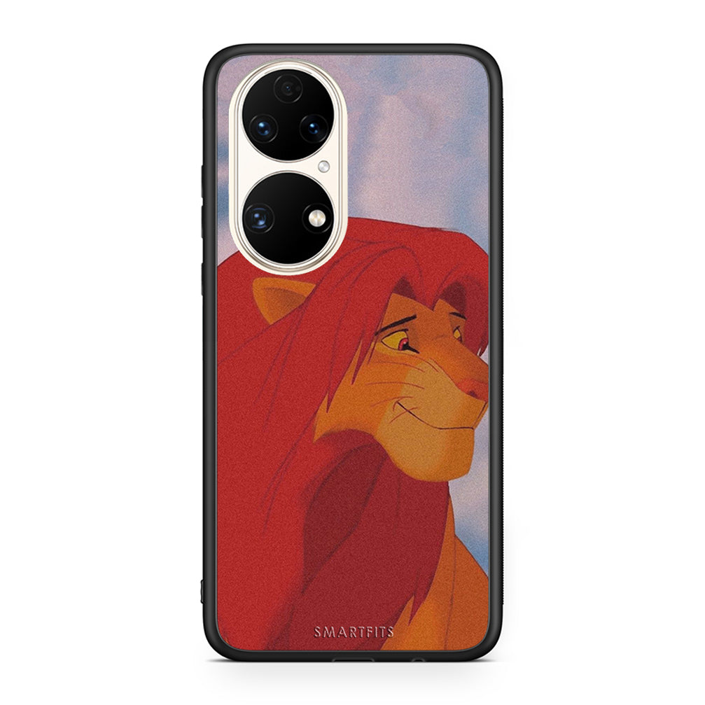 Huawei P50 Lion Love 1 Θήκη Αγίου Βαλεντίνου από τη Smartfits με σχέδιο στο πίσω μέρος και μαύρο περίβλημα | Smartphone case with colorful back and black bezels by Smartfits