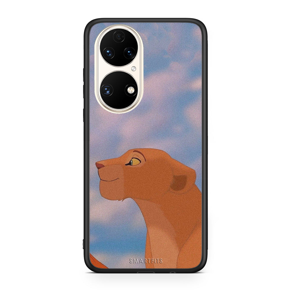 Huawei P50 Lion Love 2 Θήκη Αγίου Βαλεντίνου από τη Smartfits με σχέδιο στο πίσω μέρος και μαύρο περίβλημα | Smartphone case with colorful back and black bezels by Smartfits